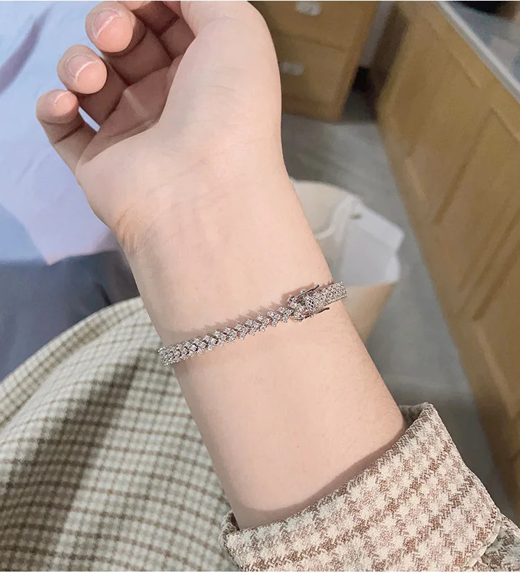 2025 New In Real D Color Full 1.4mm Moissanite Tennis Bracelet For Women S925 Silver Diamond Link Chain Bracelets Wholesale