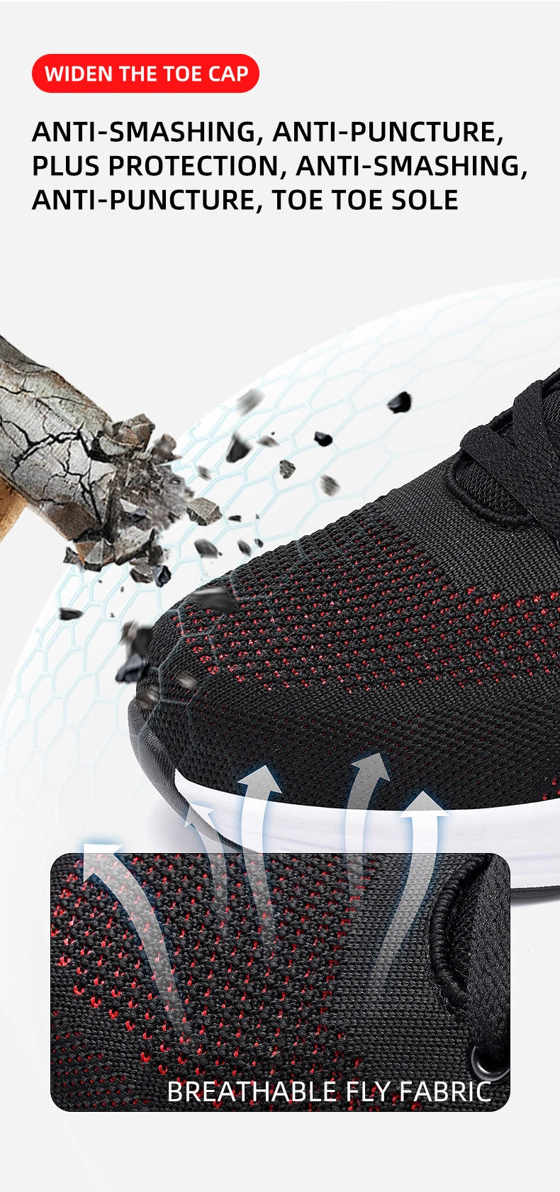 Lightweight Safety Shoes Women Men Air Cushion Work Sneakers Steel Toe Shoes Construction Safety Boots Anti-smash Work Shoes