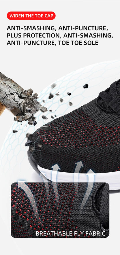 Lightweight Safety Shoes Women Men Air Cushion Work Sneakers Steel Toe Shoes Construction Safety Boots Anti-smash Work Shoes