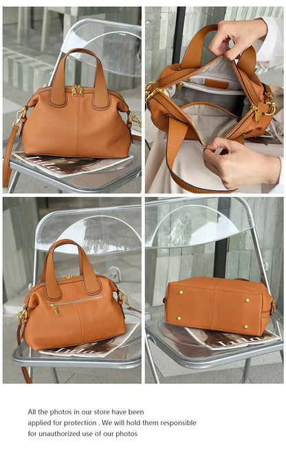 Women's Bag 2025 Trend Natural Cow Leather Bag Female Retro Cowhide Crossbody Bags Ladies Large Capacity Shoulder Bag Women