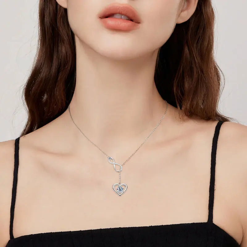 Certified Moissanite Heart Infinite Pendant Necklace Chain for Women S925 Sterling Silver Necklaces Fine Jewelry Gifts