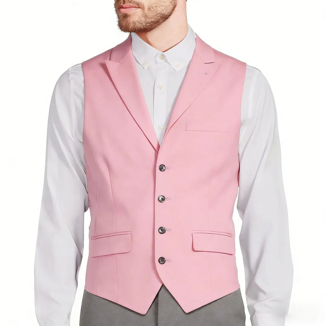 Men Vest Gray Single Button With Lapel Solid Waistcoat For Wedding Banquet Party Office Business Work Daily Men Suit Vest