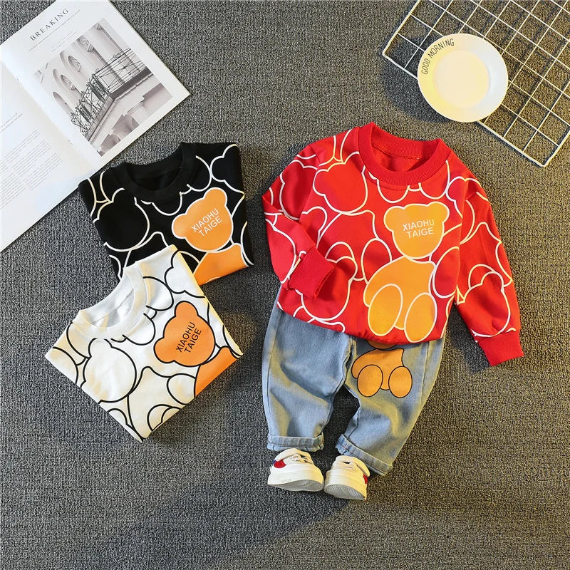 New Spring Autumn Baby Girl Clothes Children Boys Fashion Cartoon T-Shirt Pants 2Pcs/Sets Toddler Sports Costume Kids Tracksuits