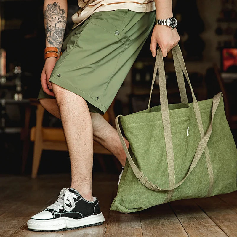 Casual Washed Cargo Shorts Men's Summer Lightweight Straight Leg Drawstring Pockets Shorts Breathable Outdoor Bottoms