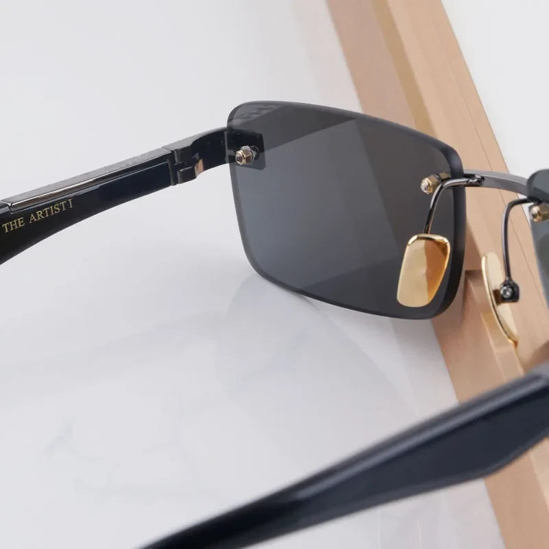 Designer Boundless Sunglasses THE ARTIST I Handmade in Germany Rectangle Alloy Acetate Luxury Top Quality UV400 Unisex with Case