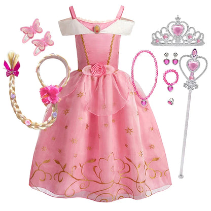 Children Princess Costume Cosplay Dress Girls Halloween Carnival Birthday Outfit Party Sleeping Beauty Ball Gown