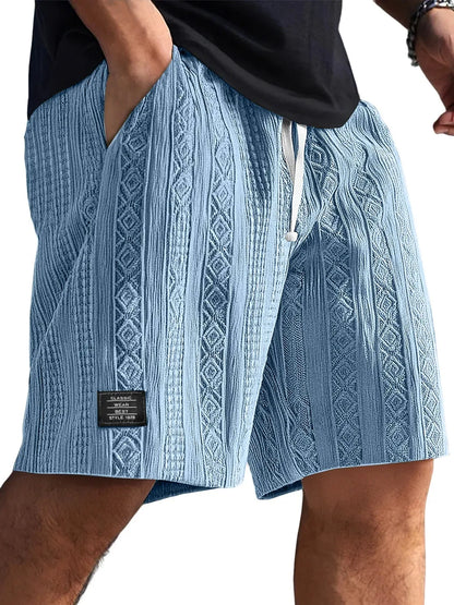 Men's Jacquard Casual Shorts Summer Harajuku Solid Sweatpants Fashion Men Short Pants Retro Men Clothes Roupas Streetwear New