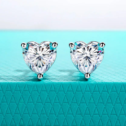 Heart Moissanite Stud Earrings 1cttw-6cttw D Color VVS1 925 Sterling Silver 18k Gold Plated Classic Women's Jewelry