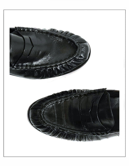 Loafers for men's eel skin pleated design a top layer cowhide slip in formal dress shoe suitable for casual work and commuting