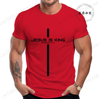 T Shirt for Men Jesus Is King Print Graphic T Shirts Unisex Harajuku Fashion Casual Street Short Sleeve Tee Jesus Is King Tops