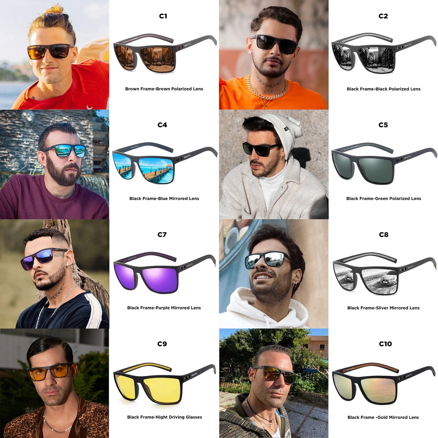Sport Square Prescription Sunglasses For Men UV400 Polarized Progressive Optical Sun Glasses For Outdoor