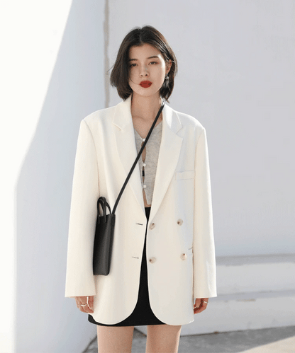 Women's Blazer Korean Casual Solid Long Sleeve Coats All-match Office Lady Elegant Fashion Clothing Spring Autumn 2026