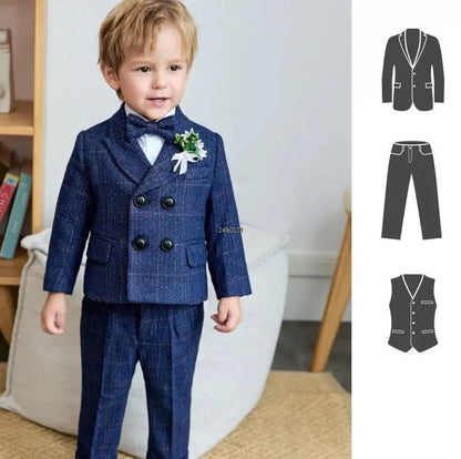 Children Formal Wedding Dress Child Performance Party Dance Costume Baby Boys 1 Year Birthday Suit Newborn Kids Photograph Suit