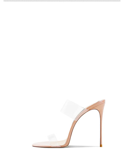 Pink Summer New Fashionable Open toed Sandals High Heels Women's Fine Heels Sharp Pointed Design Sensation Cool Slippers