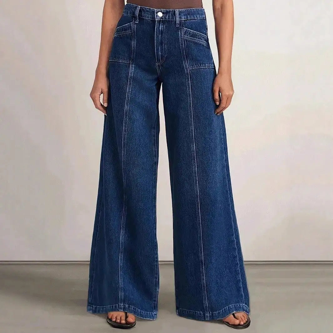 Women's Relaxed Fit Wide Leg Jeans - Versatile and Comfortable Denim Trousers for Casual Style