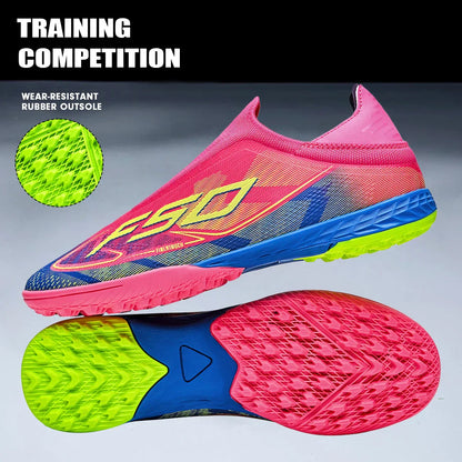 Professional TF Soccer Boots Unisex Youth Adult PU Fabric Upper Rubber Sole Non-slip Training Cleats