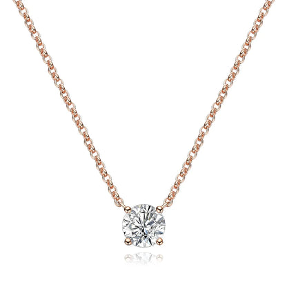 1ct/6.5mm Moissanite Diamond Pendant Necklace With  Certificates 100% 925 Sterling Silver Plated 18k Gold Neckchain For Women