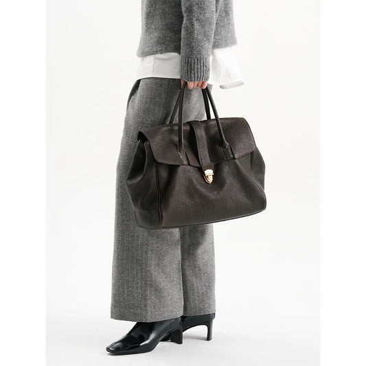 England Style Tote Bags For Women Luxury Designer Handbag And Purse 2024 New Vintage Lock Large Capacity Underarm Bag