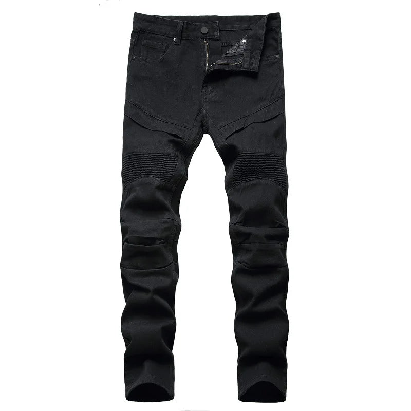 2026 New Men's Yellow Jeans, Blue Stretch Biker Trousers, Broken Hole Jeans, Fashion Popular Men Denim Pants Big Size 29-42