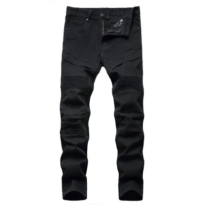 2026 New Men's Yellow Jeans, Blue Stretch Biker Trousers, Broken Hole Jeans, Fashion Popular Men Denim Pants Big Size 29-42