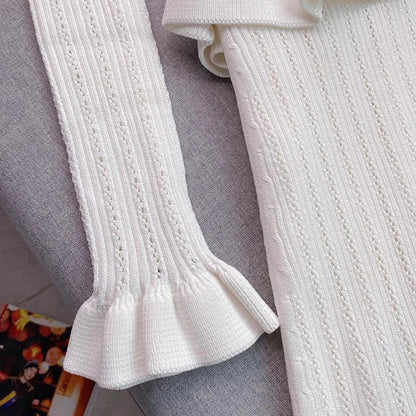 Brand Fashion One-piece Knitted Maxi Dress Women Elegant V-neck Ruffled Slim Waist Bodycon Sweater Dress Party Vestido