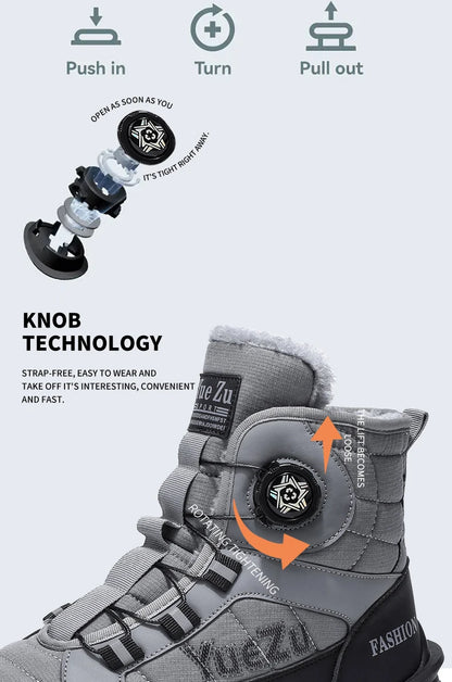 New Winter Oversized Men's Boots Waterproof Cold Resistant Plush and Warm Snow Boots Outdoor Thick Soled Casual Work Boots