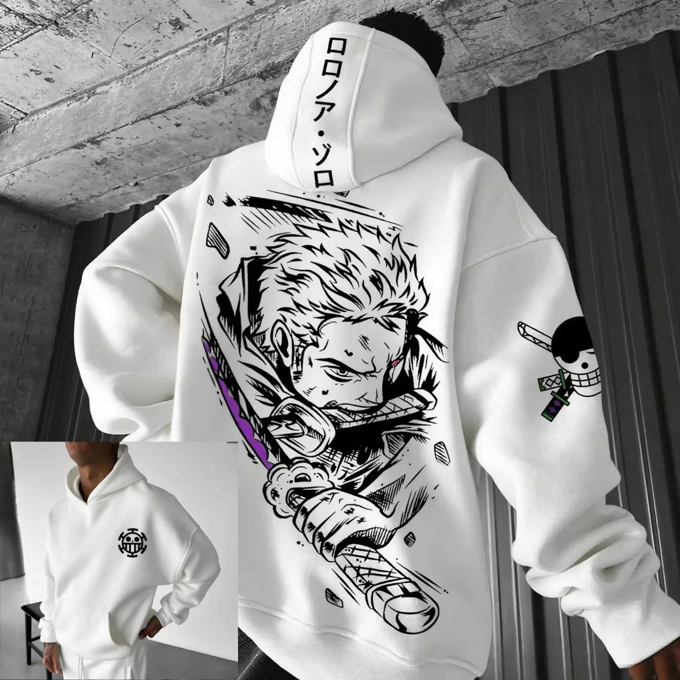 2026  Anime Hoodie Graphic Sweatshirt Men Women One Piece Zoro Streetwear New Spring Casual Pullover Jacket Long Sleeve Tops
