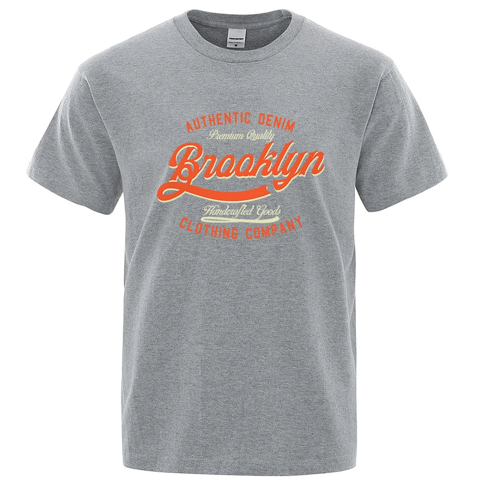 Letter, Brooklyn, New York City, Usa T Shirt Men Fashion O-Neck Tshirts Summer Cotton Tops Fashion Loose Street Hip Hop T-Shirts