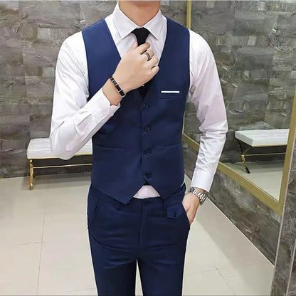 M-7XL Spring/summer Man Suit Vest Sleeveless Vest with Adjustable Waist Single Breasted Solid Color Business Suit Vest Wedding