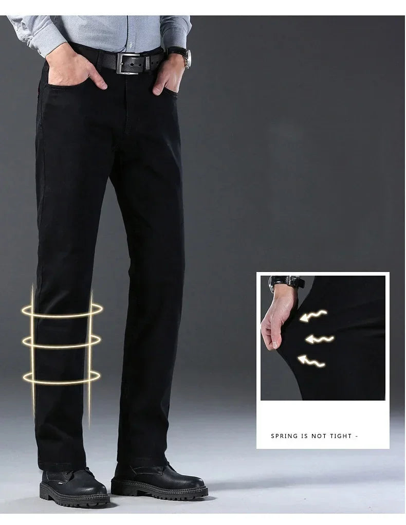 Men Classic Advanced Fashion Brand Jeans Jean Homme Man Soft Stretch Black Biker Masculino Denim Trousers Mens Pants Overalls