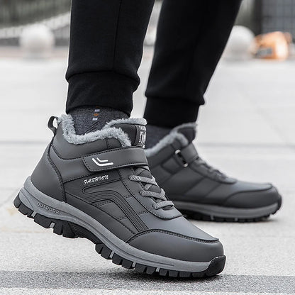 Winter Boots for Men New Waterproof PU Leather Warm Snow Ankle Boots Outdoor Warm plush Non-slip Work High-top Casual Shoes