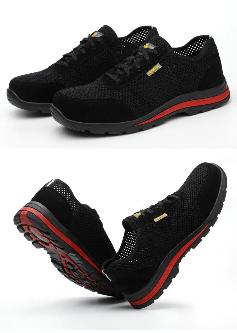 summer work shoes with protection security shoes men breathable safety shoes lightweight work shoes with steel toe work sneakers