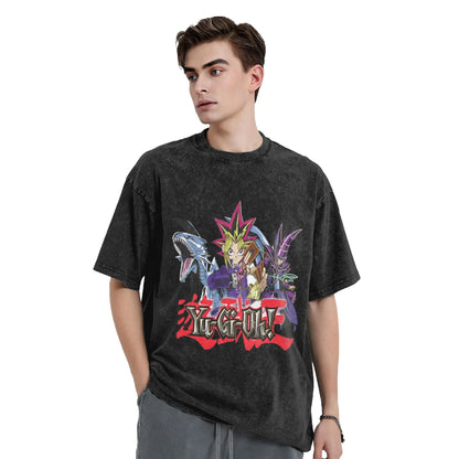 Anime Yu Gi Oh Slifer the Sky Dragon T-Shirt Men O Neck Cotton Washed T Shirts  Short Sleeve Tees Gift Tops Summer Tshirt
