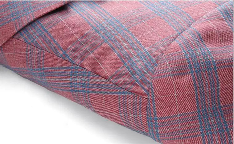 2026 New Men's Pink-Red Striped Suit Jacket, Fashion Slim Plaid Dress Coat, Red Purple Gray Blazers, Asian Size Terno Masculino