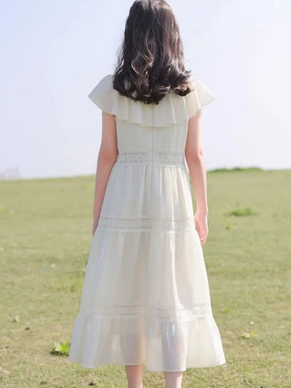 Patchwork Lace Princess Dress Children's Girly Dresses Beach White Girl Girls Party Pink Elegant Teen Clothes Tweens Clothing