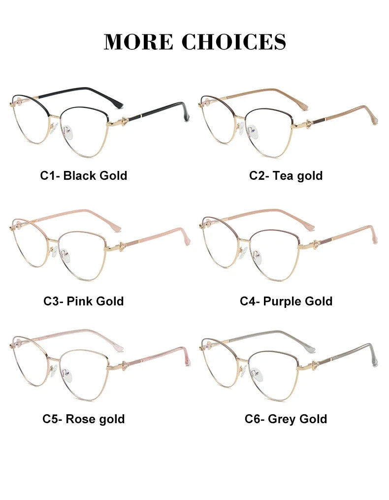New Fashion Simple Cat's Eye Personalized Frame Design Women's Anti-Blue Light Reading Glasses Customizable Prescription