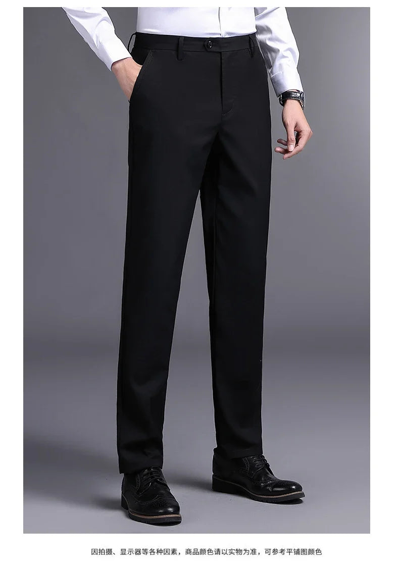 Top Grade New Brand Fashion Relax Fit Suit Pant Office Trousers For Men Dress Pants Business Straight Trousers Men's Clothing