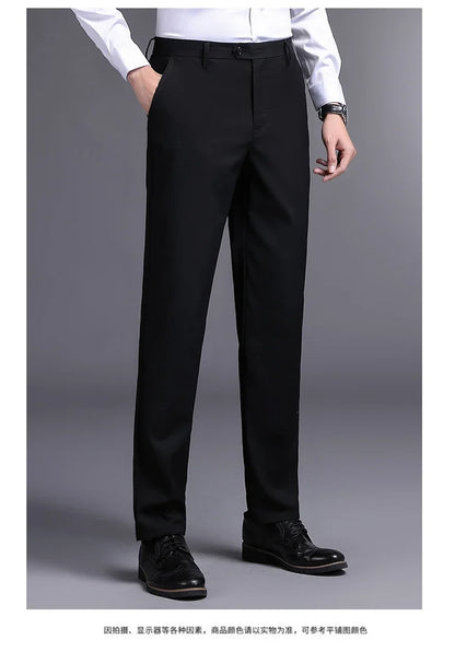 Top Grade New Brand Fashion Relax Fit Suit Pant Office Trousers For Men Dress Pants Business Straight Trousers Men's Clothing