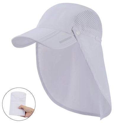 UPF 50+ Foldable Fishing Hat Baseball Cap with Removable Neck Flap Portable for Men Women Golf Hiking