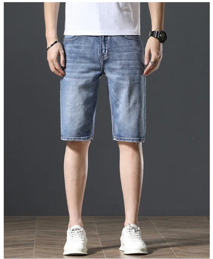 2025 Summer Brand Stretch Thin Bermuda Masculina Cotton Denim Jeans Jorts Men Knee Length Soft Ropa Hombre Shorts