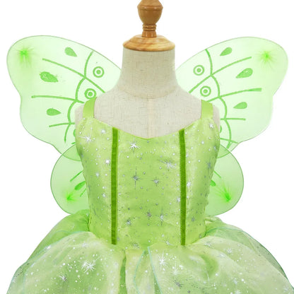 Girls Tinkerbell Fairy Dresses LED Light Up for Girls Costume Kids Cosplay Flower Fairy Princess Clothes Christmas Party Outfit