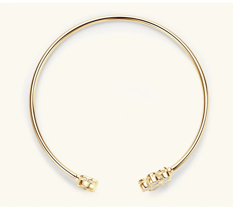 Four Prong Moissanite Cuff Bangle 5mm 0.5CT Round Cut D Color 925 Silver Open Hand Chain Bracelet For Women Girl Lady Gift