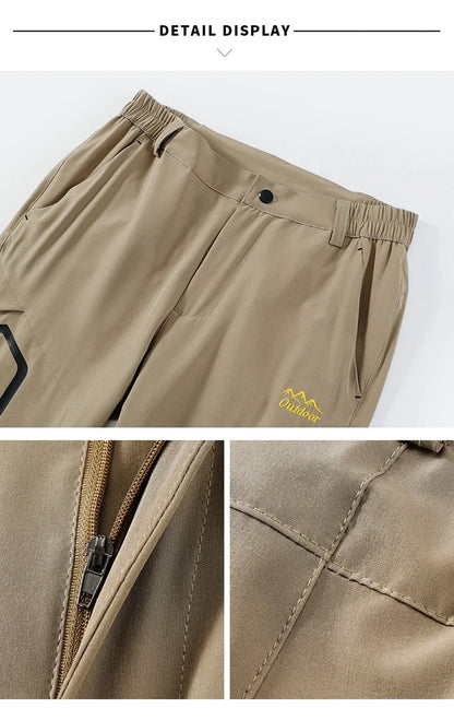 Men Summer UV-Proof Thin Pants SoftShell Outdoor Waterproof Camping Trekking Hiking Fishing Cycling Climbing Detachable Trousers