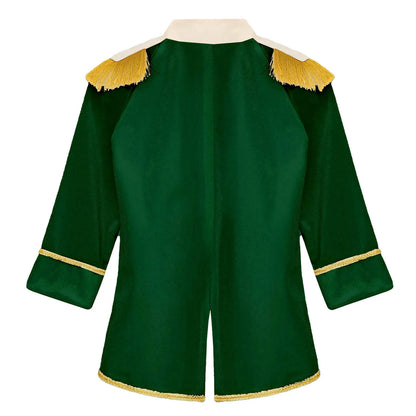 Little Boys Prince Cosplay Costume Long Sleeve Gold Fringe Braiding Velvet Tuxedo Tailcoat Royal Court Cosplay Jacket Dress Up