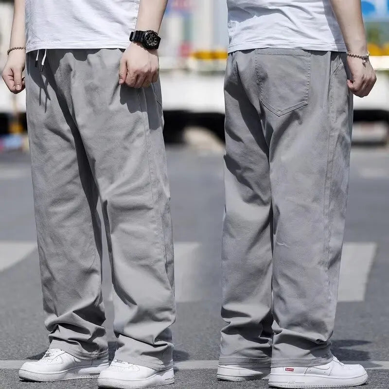 Men's Summer Workwear Pants Plus Size Loose Straight Leg Casual Trousers XL-8XL Big and Tall Large Summer Pants Asian Size
