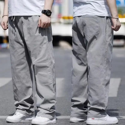 Men's Summer Workwear Pants Plus Size Loose Straight Leg Casual Trousers XL-8XL Big and Tall Large Summer Pants Asian Size