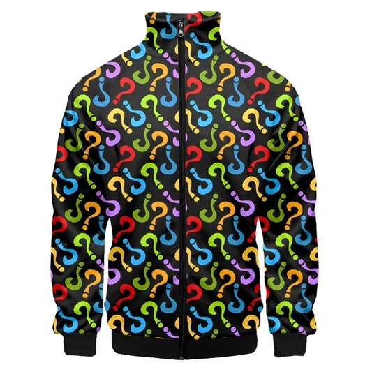 Colorful Monster Graffiti Art Men's Plus Size 3D Jacket Sportswear Spring Stand-up Collar Zipper Sweater Baseball Jacket Men's