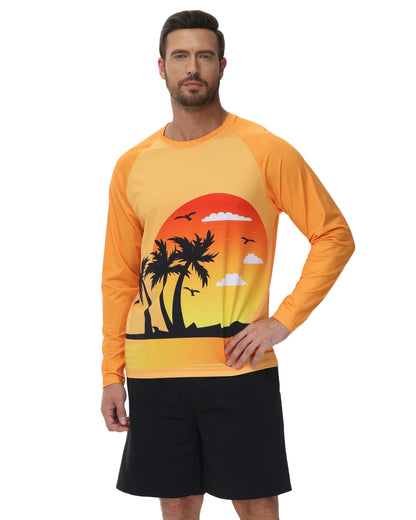 Men's Summer Fishing Shirt for Beach Vacation Swimming T-shirt, Quick-dry UPF 50+ Rash Guard Breathable Top for Board Sports
