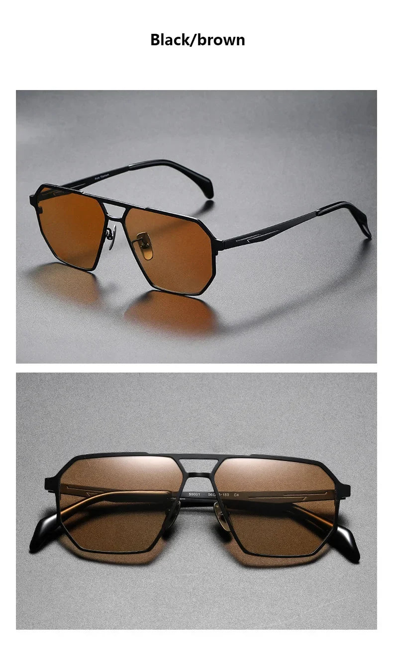 2026 New Fashion Pure Titanium Frame Polarized Sunglasses Men Luxury Glasse Frame  Retro Square
