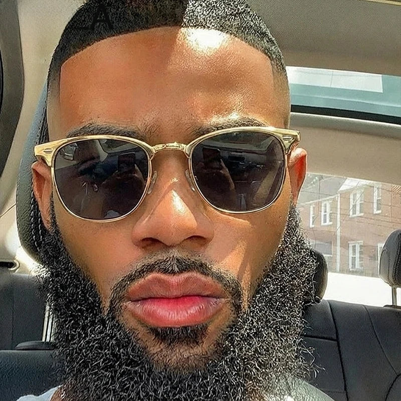 New Arriavl Square Sunglasses Men 2026 Luxury Brand Metal Frame Retro Punk Sun Glasses Male Driving Shades Vintage Eyewear UV400